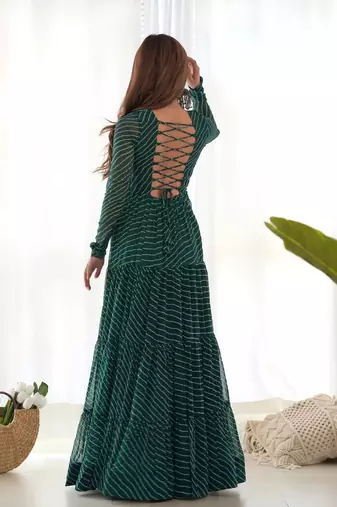 Green festive wear designer heavy pure soft fox georgette  readymade suit