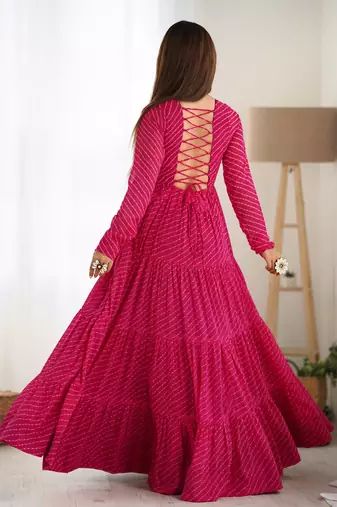 Pink festive wear designer  heavy pure soft fox georgette  readymade suit