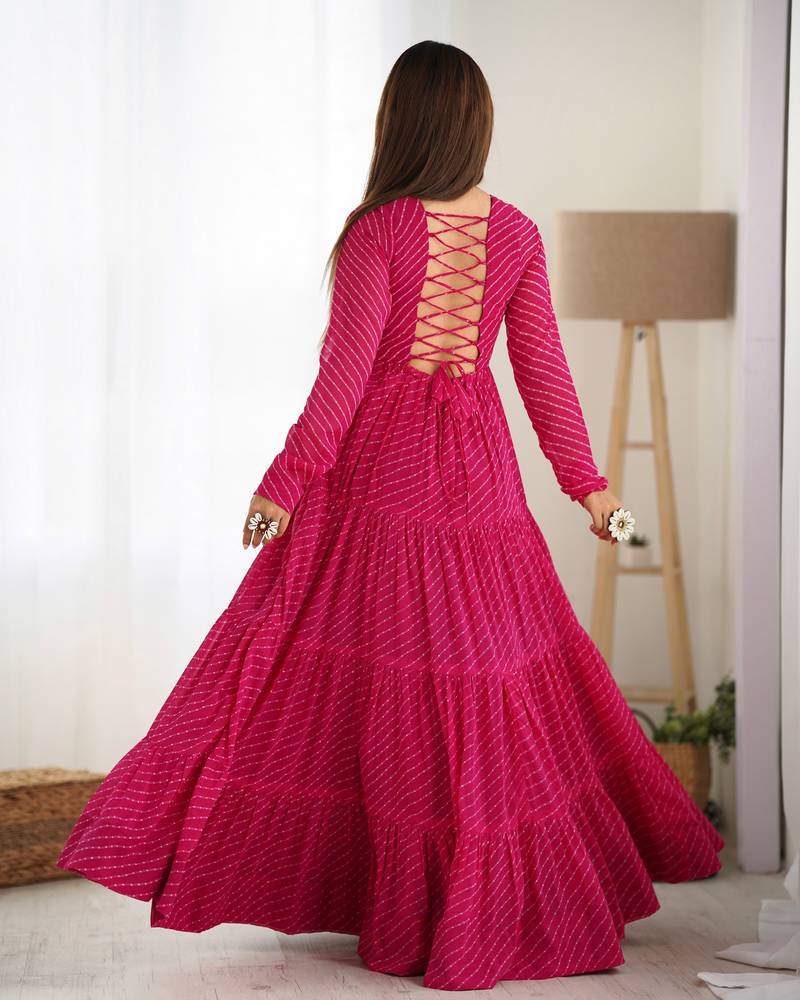 Pink festive wear designer  heavy pure soft fox georgette  readymade suit
