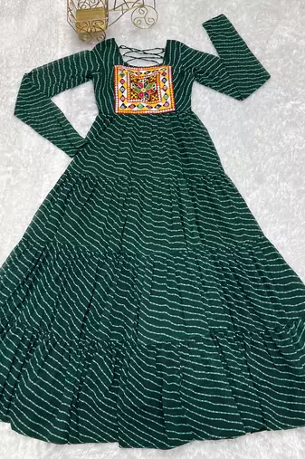 Green festive wear designer heavy pure soft fox georgette  readymade suit