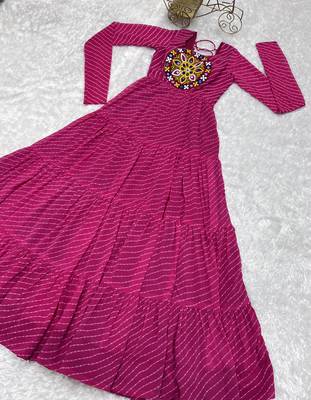 Pink festive wear designer  heavy pure soft fox georgette  readymade suit 4