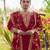 Red festive wear designer chinon  readymade suit