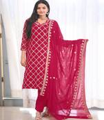 Red festive wear designer  fox georgette heavy embroidery sequence work readymade suit