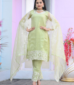 Pista festive wear designer organza heavy embroidery sequence work readymade suit