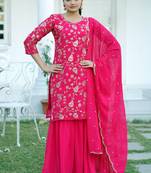 Rani pink festive wear designer fox georgette  heavy embroidery sequence work readymade suit