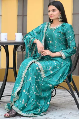 Rama festive wear designer chinon  heavy embroidery sequence work readymade suit