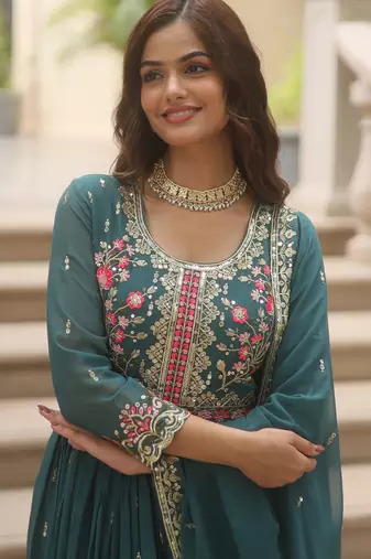 Rama festive wear designer faux georgette  readymade suit