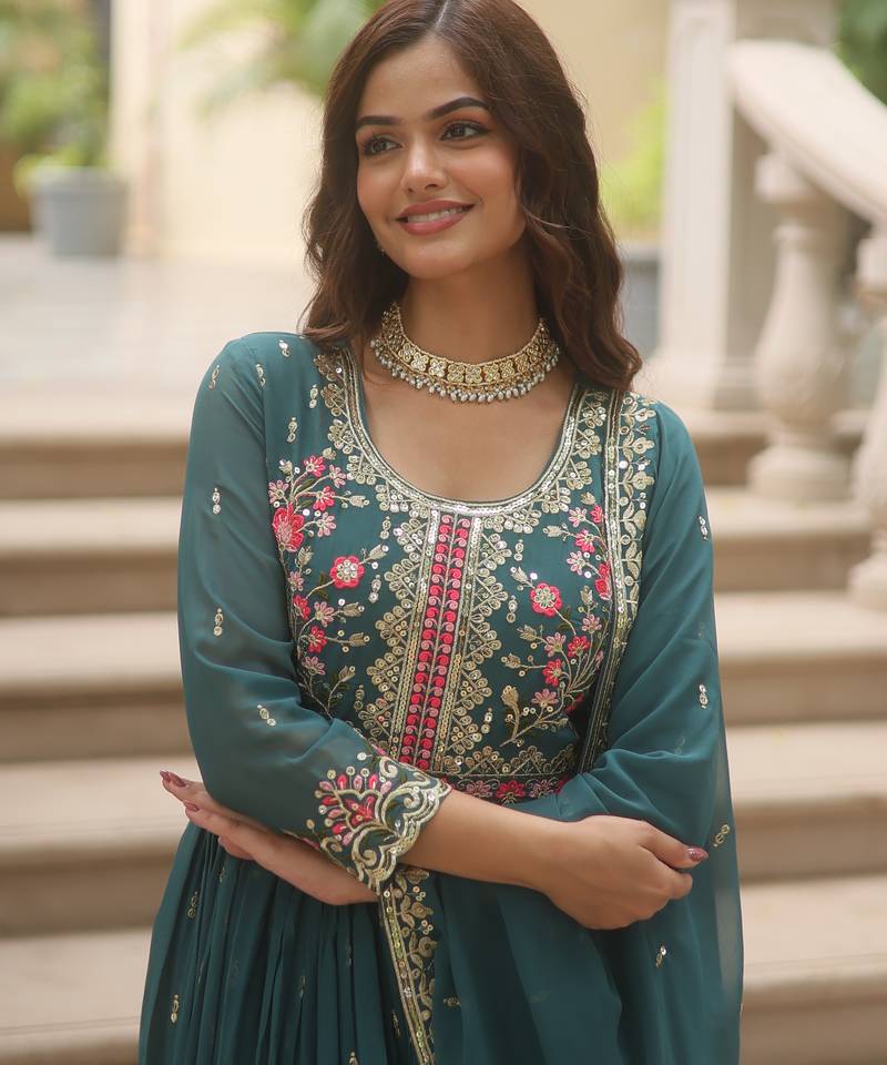 Rama festive wear designer faux georgette  readymade suit