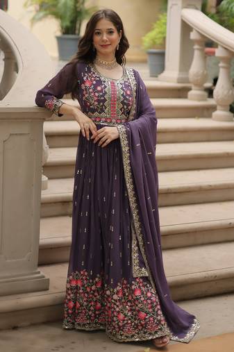 Onion festive wear designer faux georgette  readymade suit