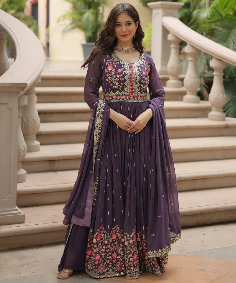 Onion festive wear designer faux georgette  readymade suit