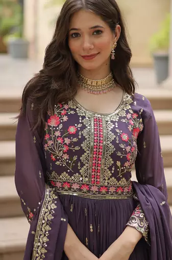 Onion festive wear designer faux georgette  readymade suit