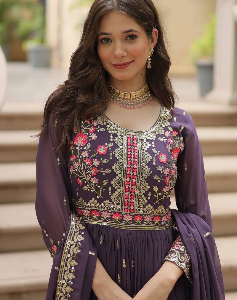 Onion festive wear designer faux georgette  readymade suit