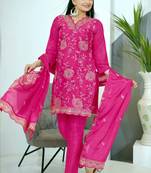 Pink festive wear designer chinon  sequence embroidery work readymade suit