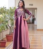 Multi festive wear designer fox georgette sequence thred embroidery work readymade suit