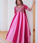 Multi festive wear designer fox georgette sequence thred embroidery work readymade suit