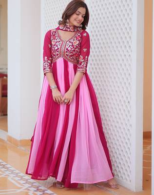 Multi festive wear designer fox georgette sequence thred embroidery work readymade suit 2