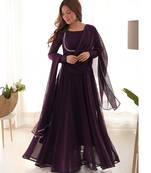 Wine festive wear designer heavy pure soft fox georgette  readymade suit