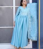 Sky  festive wear designer  chinon   readymade suit
