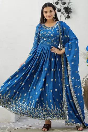 Morpeach festive wear designer  chinon   readymade suit