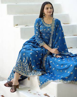 Morpeach festive wear designer  chinon   readymade suit 2