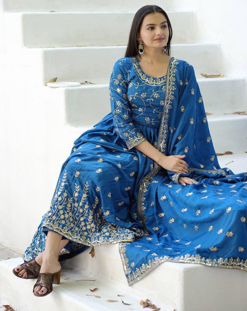 Morpeach festive wear designer  chinon   readymade suit