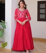 Rani pink festive wear designer fox georgette heavy 3mm sequence thread work readymade suit