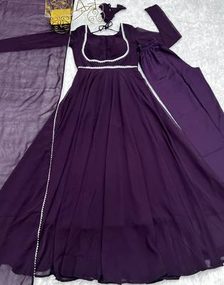 Wine festive wear designer heavy pure soft fox georgette  readymade suit 4