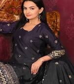 Black festive wear designer chinon sequence embroidery work readymade suit