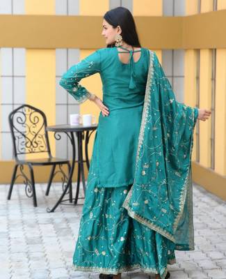 Rama festive wear designer chinon  heavy embroidery sequence work readymade suit 2
