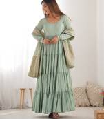 Pista festive wear designer heavy pure roman silk chanderi   readymade suit