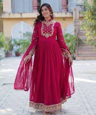 Ran pink festive wear designer  faux blooming georgette  readymade suit 2