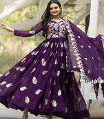 Purple festive wear designer fox georgette  readymade suit