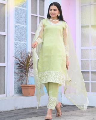 Pista festive wear designer organza heavy embroidery sequence work readymade suit 2