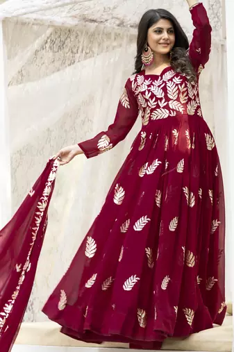 Pink festive wear designer fox georgette  readymade suit