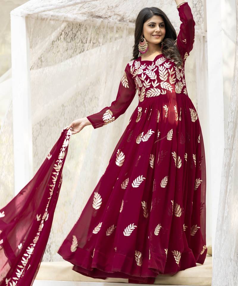 Pink festive wear designer fox georgette  readymade suit