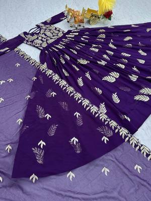 Purple festive wear designer fox georgette  readymade suit 3