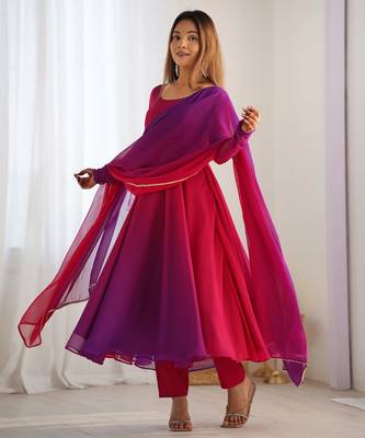 Multi festive wear designer heavy pure soft fox georgette  readymade suit 1
