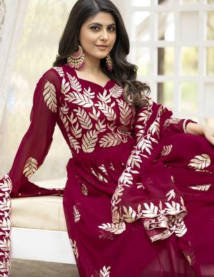 Pink festive wear designer fox georgette  readymade suit 2