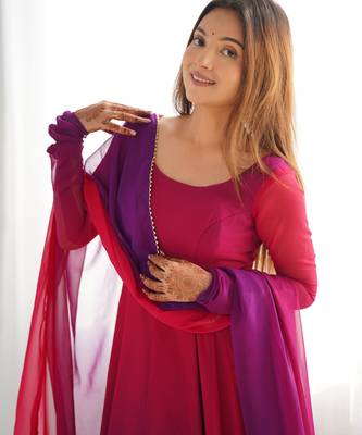 Multi festive wear designer heavy pure soft fox georgette  readymade suit 3