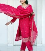 Rani pink festive wear designer  blooming vichitra  heavy embroidery sequence work readymade suit