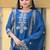 Blue festive wear designer chinon heavy embroidery sequence work readymade suit