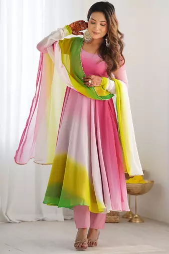 Multi festive wear designer heavy pure soft fox georgette  readymade suit