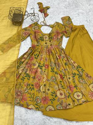 Multi festive wear designer heavy pure soft roman silk chanderi   readymade suit 4