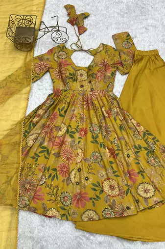 Multi festive wear designer heavy pure soft roman silk chanderi   readymade suit