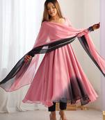 Pink festive wear designer heavy pure soft fox georgette  readymade suit