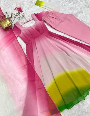 Multi festive wear designer heavy pure soft fox georgette  readymade suit 4