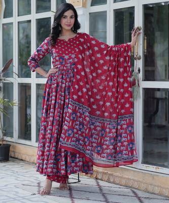 Multi festive wear designer pure cotton   readymade suit 1