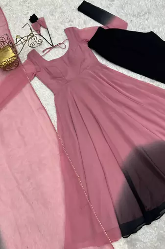 Pink festive wear designer heavy pure soft fox georgette  readymade suit