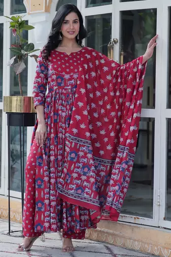 Multi festive wear designer pure cotton   readymade suit