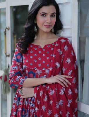 Multi festive wear designer pure cotton   readymade suit 4